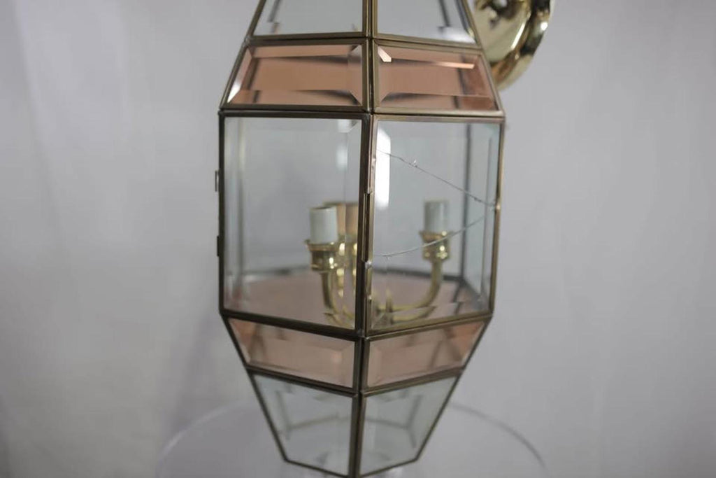 Large Vintage Beveled Pink Glass Lantern Chandelier – Fred Ramond