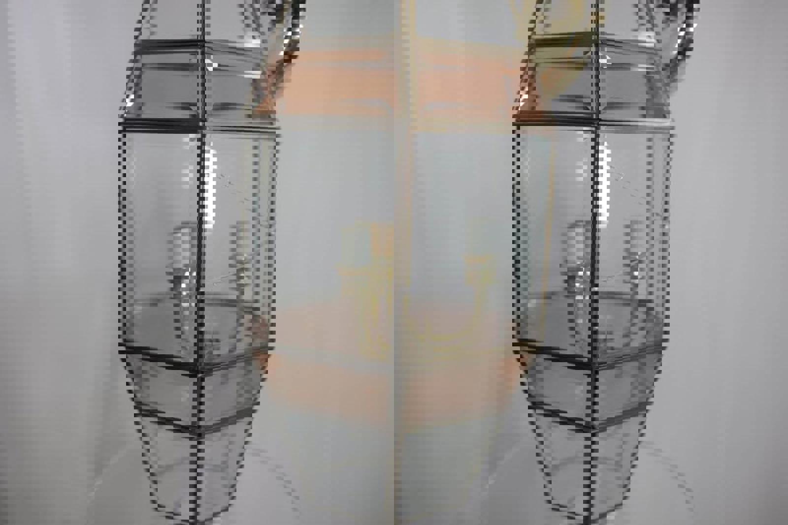 Large Vintage Beveled Pink Glass Lantern Chandelier – Fred Ramond