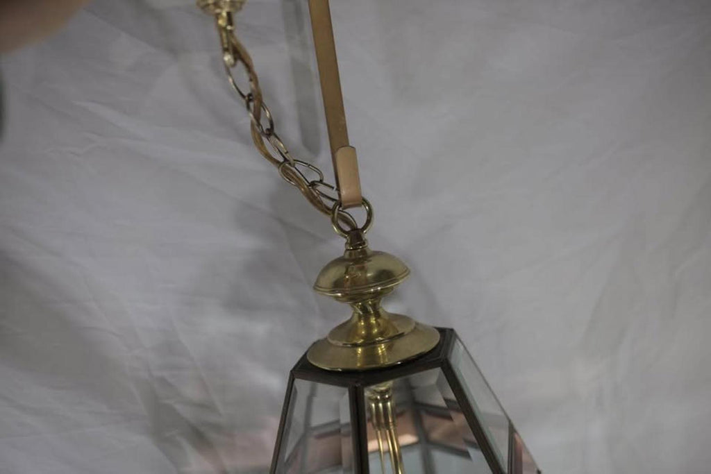 Large Vintage Beveled Pink Glass Lantern Chandelier – Fred Ramond