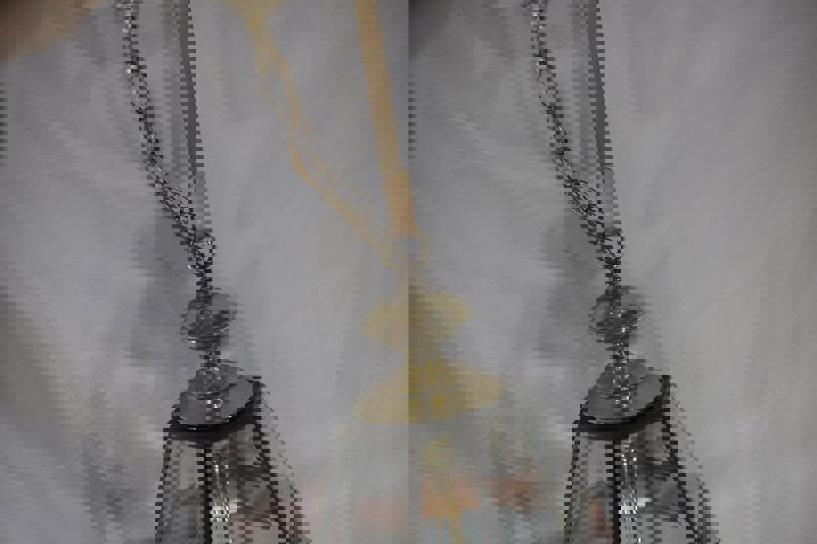 Large Vintage Beveled Pink Glass Lantern Chandelier – Fred Ramond