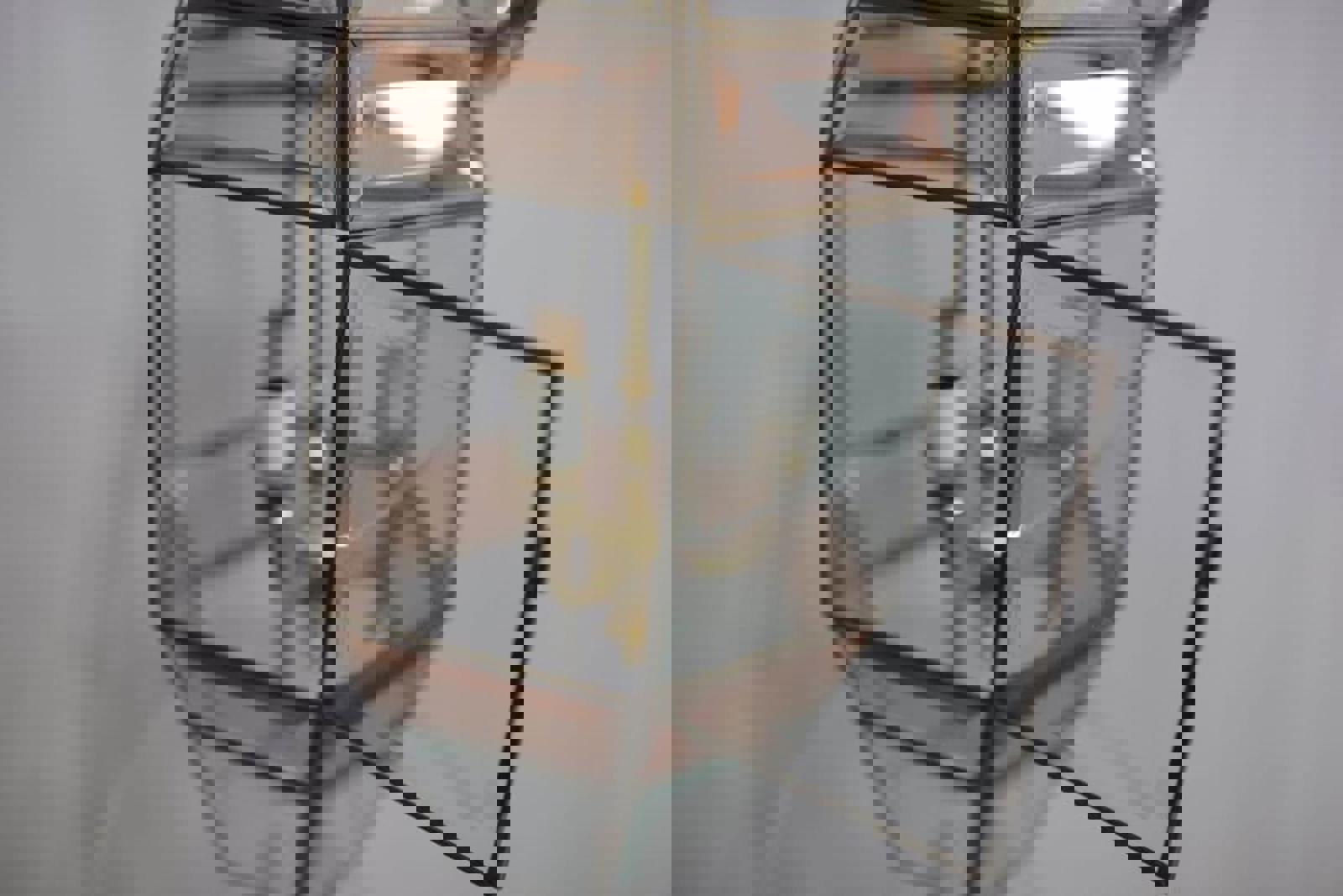 Large Vintage Beveled Pink Glass Lantern Chandelier – Fred Ramond