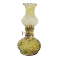 Olive- green Amber Glass kerosene - Oil Lamp vintage style