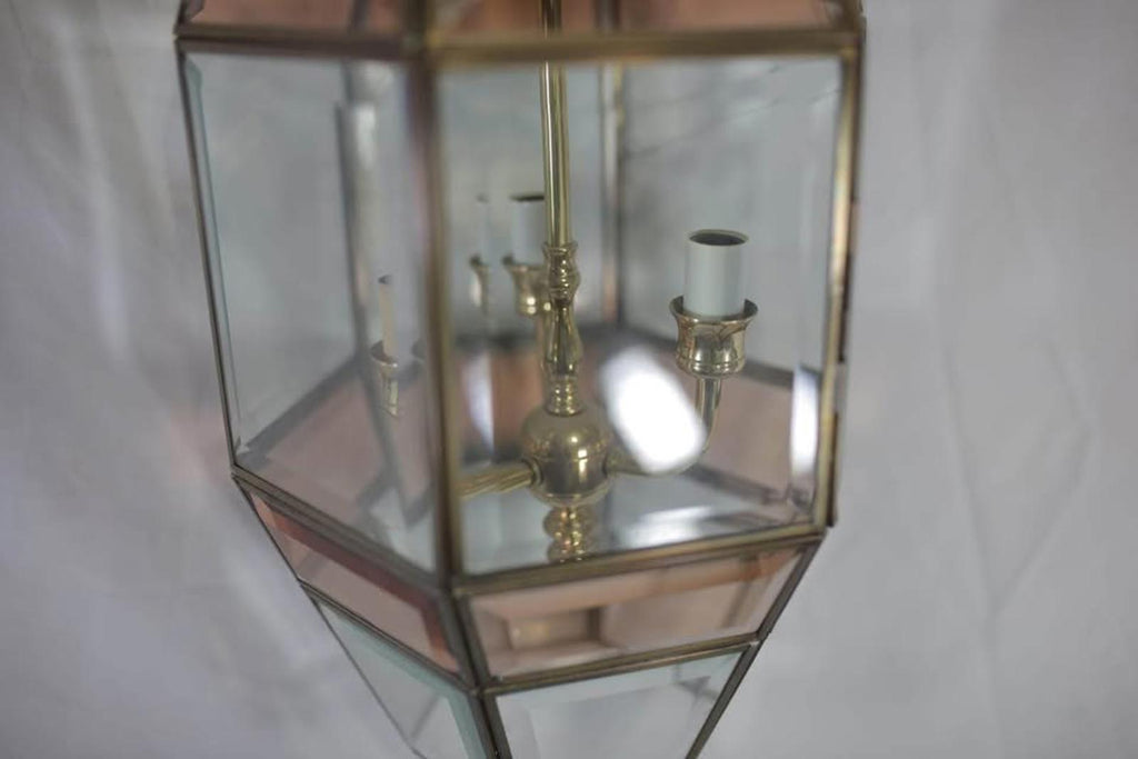 Large Vintage Beveled Pink Glass Lantern Chandelier – Fred Ramond