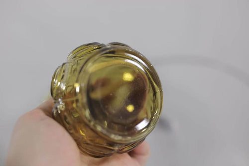 Olive- green Amber Glass kerosene - Oil Lamp vintage style