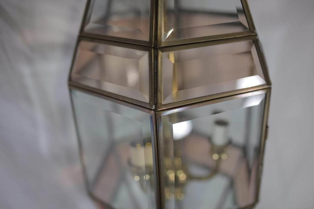 Large Vintage Beveled Pink Glass Lantern Chandelier – Fred Ramond