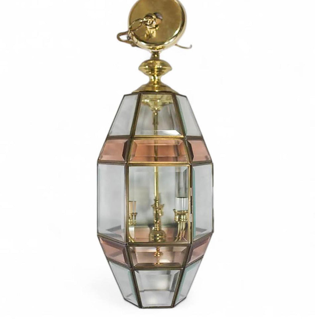 Large Vintage Beveled Pink Glass Lantern Chandelier – Fred Ramond