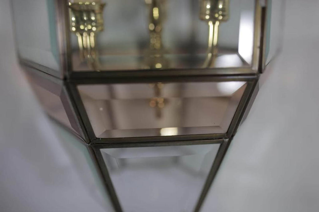 Large Vintage Beveled Pink Glass Lantern Chandelier – Fred Ramond