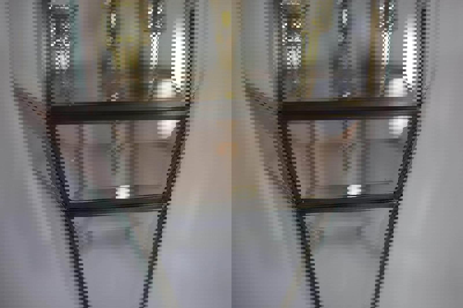 Large Vintage Beveled Pink Glass Lantern Chandelier – Fred Ramond